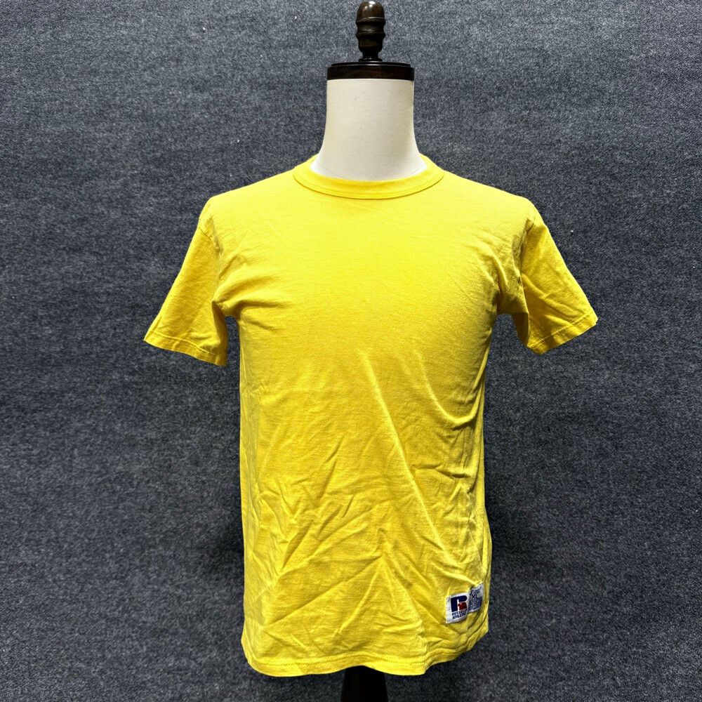 Russell Athletic T-Shirt Youth XL Yellow Solid Basic Short Sleeve Crew Neck